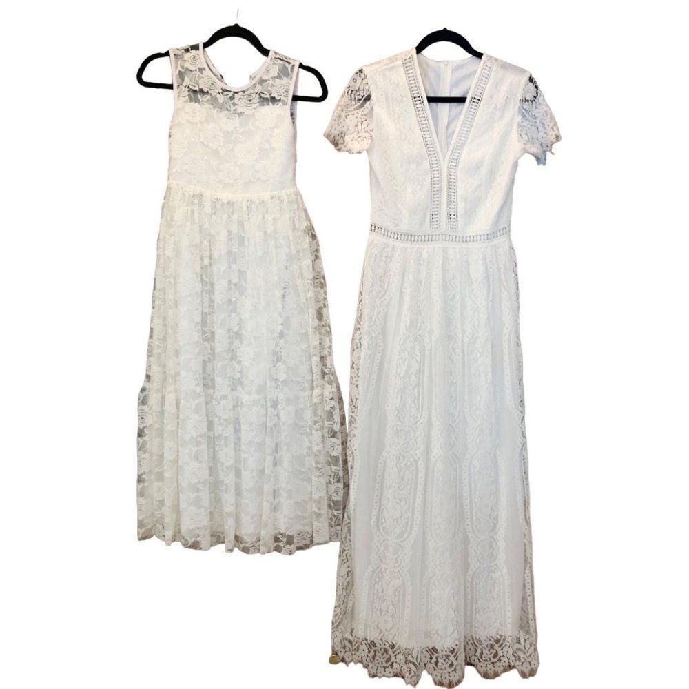 Vintage Lace Dress Set of Mother-Daughter Photo Shoot Wedding